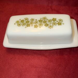 VTG Pyrex Crazy Daisy, spring blossom, avocado, butter dish 1970’s